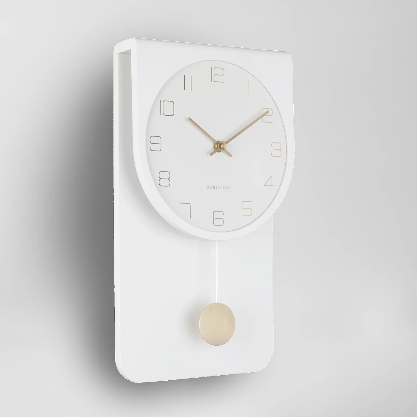 Kare White Designer Wall Clock, Pendulum - Image 4